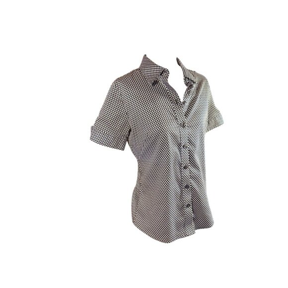 Banana Republic Womens Black & White Non-Iron Button-Up Blouse Size 2 - Picture 4 of 9
